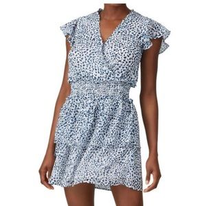Aqua Blue and White Speckled Flowy Summer Dress
